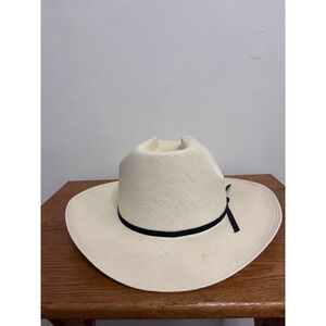 Stetson Stallion Cream Straw Cowboy Hat 7 1/2 Western Cattleman Crease Wide Brim